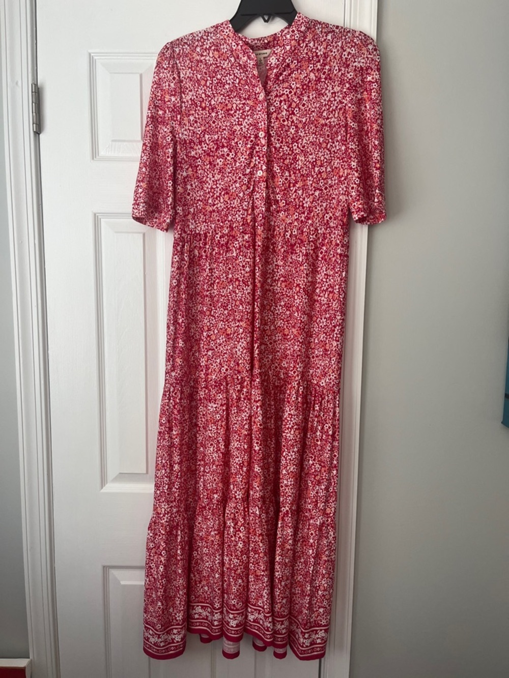 Max Studio Red Floral Button-Down Maxi Dress